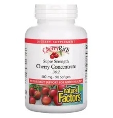 Вітамінно-мінеральний комплекс Natural Factors Вишневий концентрат 500 мг, Cherry Concentrate, 90 гелевих капсул (NFS-04525)