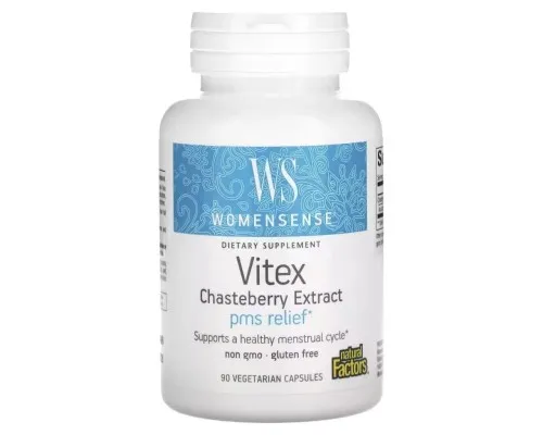 Травы Natural Factors Экстракт витекса, WomenSense, Vitex Chasteberry Extract, 90 вегетарианск (NFS-04930)