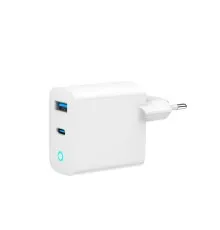 Зарядний пристрій Gembird 1хUSB-A (QC3.0 18W) + 1xType-C (PD 65W) white (TA-UC-PDQC65L-W-01)