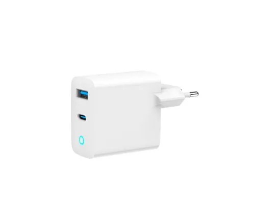 Зарядное устройство Gembird 1хUSB-A (QC3.0 18W) + 1xType-C (PD 65W) white (TA-UC-PDQC65L-W-01)