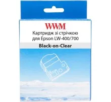 Стрічка для принтера етикеток WWM для Epson LW-400/700 6mm х 8m Black-on-Clear (WWM-ST6K)