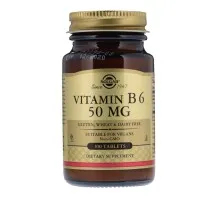 Витамин Solgar Витамин В6, Vitamin B6, 50 мг, 100 таблеток (SOL-03100)