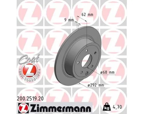 Тормозной диск ZIMMERMANN 200.2519.20