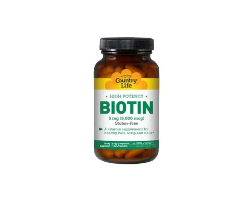 Витамин Country Life Концентрированный Биотин (В7), 5 мг, High Potency Biotin, 1 (CLF-06506)