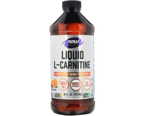 Амінокислота Now Foods L-Карнітін Рідкий з Цитрусовим Смаком, L-Carnitine, 1000 мг, (NOW-00065)