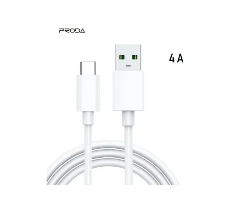 Дата кабель USB 2.0 AM to Type-C 4A white Proda (PD-B71a-WHT)