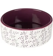 Посуд для собак Trixie Миска керамічна 300 мл/12 см (біла/ягідна) (4011905251233)