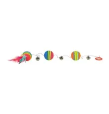 Іграшка для котів Trixie кольорові м'ячики на резинці 3.5х80 см (4011905041339)
