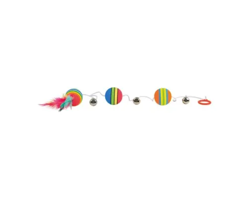 Іграшка для котів Trixie кольорові мячики на резинці 3.5х80 см (4011905041339)