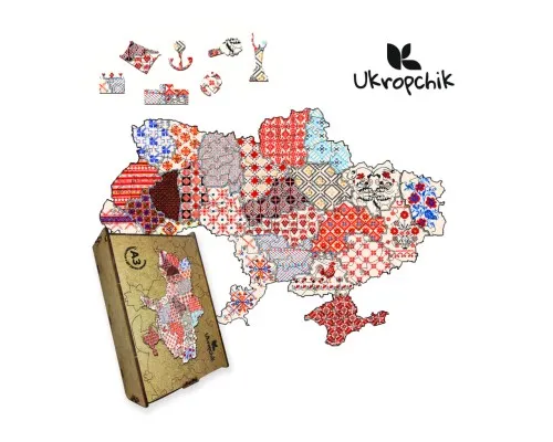 Пазл Ukropchik деревяний Патріотичний Україна Вишивана size - L в коробці з набором-рамкою (Patriotic Ukraine Embroidery A3)