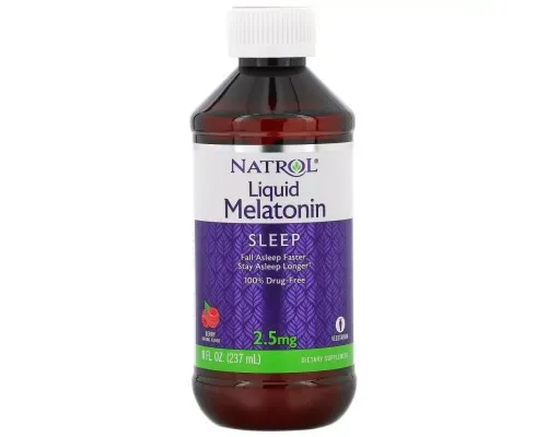 Амінокислота Natrol Мелатонін рідкий, 2,5 мг, смак ягід, Liquid Melatonin, 237 мл (NTL-07405)