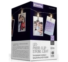 Гірлянда ColorWay Світлодіодна з прищіпками для фото 20 LED / 3 м USB (CW-LCP-20L30BU)