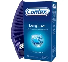 Презервативы Contex Long Love с анестетиком латексные с силикон. смазкой 12 шт. (5060040302545)