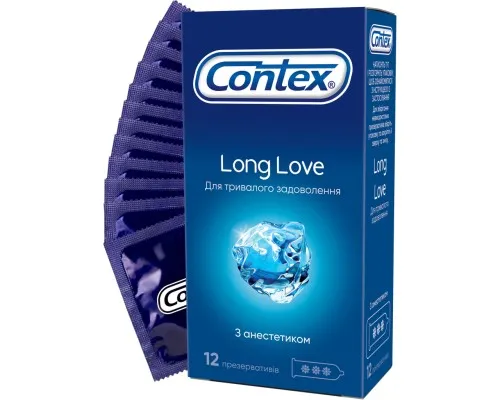 Презервативи Contex Long Love з анестетиком латексні з силікон. змазкою 12 шт. (5060040302545)