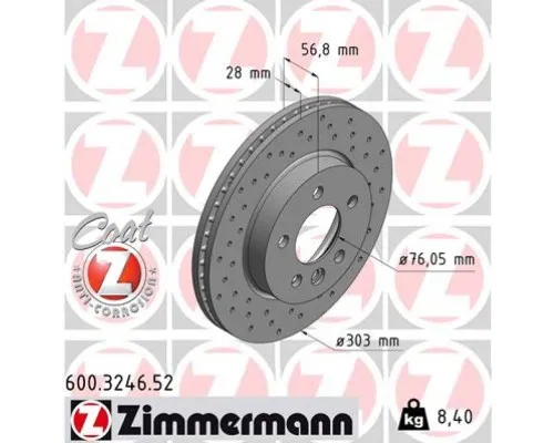 Тормозной диск ZIMMERMANN 600.3246.52