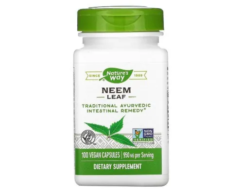Трави Natures Way Лист нима 950 мг, Neem Leaf, 100 вегетаріанських капсул (NWY15120)