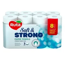 Бумажные полотенца Ruta Soft & Strong 3 слоя 8 рулонов (4820202891079)