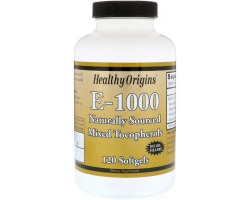 Витамин Healthy Origins Витамин Е 1000IU, 120 желатиновых капсул (HO15150)