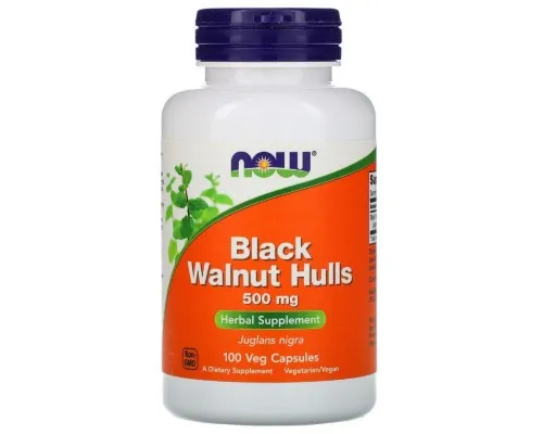 Трави Now Foods Чорний Горіх 500 мг, Black Walnut Hulls, 100 вегетаріанських (NOW-04606)