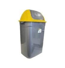 Контейнер для мусора Planet Household Butterfly с поворотной крышкой металлик с желтым 50 л (6837)