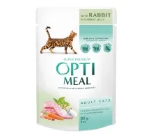 Вологий корм для кішок Optimeal з кроликом в морквяному желе 85 г (4820215365840)