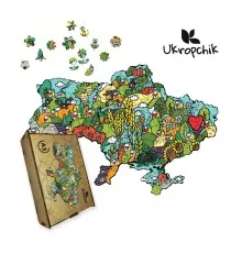 Пазл Ukropchik деревянный Патриотический Украина Цветущая size - L в коробке с набором-рамкой (Patriotic Ukraine Flower A3)