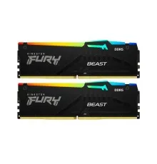 Модуль пам'яті для комп'ютера DDR5 64GB (2x32GB) 6000 MHz Beast RGB Kingston Fury (ex.HyperX) (KF560C36BBEAK2-64)