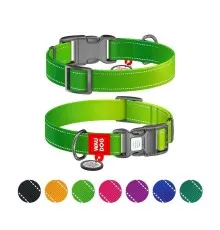Нашийник для тварин WAUDOG Nylon Mono з QR паспортом, пластиковий фастекс M салатовий (52105)