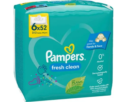 Детские влажные салфетки Pampers Fresh Clean 6 пачек х 52 шт (8001841078175)