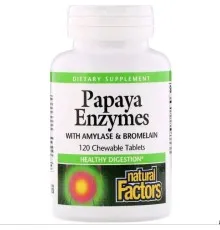 Вітамін Natural Factors Ензими Папайї, Papaya Enzymes, 120 Таблеток (NFS01749)