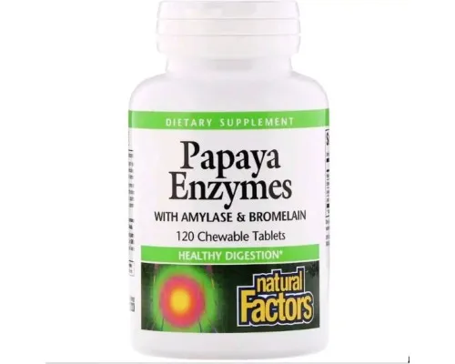 Вітамін Natural Factors Ензими Папайї, Papaya Enzymes, 120 Таблеток (NFS01749)