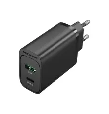 Зарядний пристрій Vention 2xUSB 38W (USB-C+USB-A) PD+QC3.0 black (FBIB0-EU)