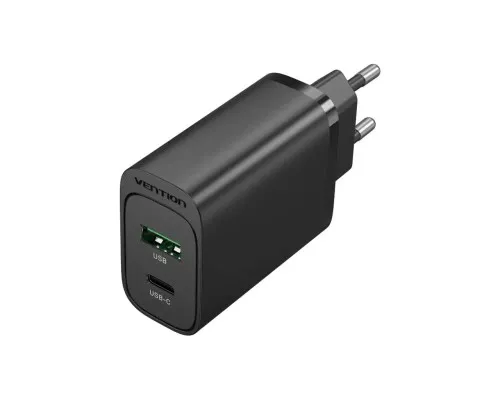 Зарядное устройство Vention 2xUSB 38W (USB-C+USB-A) PD+QC3.0 black (FBIB0-EU)