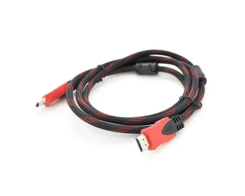 Кабель мультимедийный HDMI to HDMI 1.5m v1.4, OD-7.4mm Black/RED Merlion (YT-HDMI(M)/(M)NY/RD-1.5m)