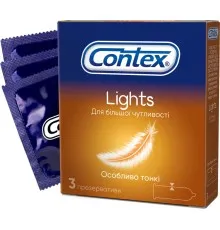 Презервативы Contex Lights особенно тонкие латексные с силиконовой смазкой 3 шт. (5060040300114)