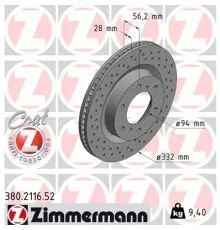 Гальмівний диск ZIMMERMANN 380.2116.52