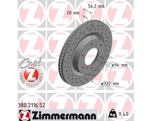 Тормозной диск ZIMMERMANN 380.2116.52