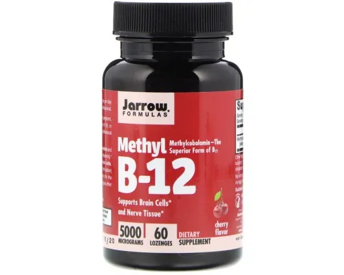 Вітамін Jarrow Formulas Метил B-12 зі смаком вишні, 5000 мкг, Methyl B-12, 60 льодян (JRW18004)