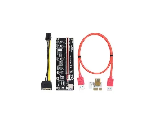 Райзер Dynamode PCI-E x1 to 16x 60cm USB 3.0 Red Cable SATA to 6Pin Power v. (RX-riser 009S Plus)