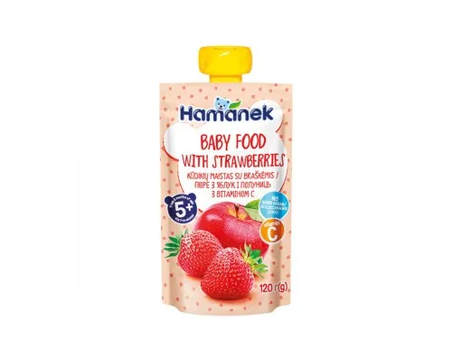 Дитяче пюре Hamanek Яблуко Полуниця, 120 г (8595139780456)