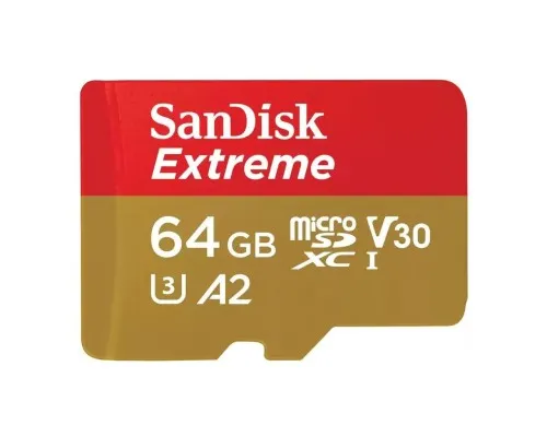 Карта памяті SanDisk 64GB microSDXC UHS-I U3 V30 A2 Extreme (SDSQXAH-064G-GN6GN)