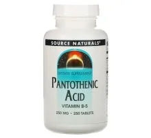 Витамин Source Naturals Пантотеновая кислота, Pantothenic Acid, Витамин В-5, 250 мг, 250 та (SN0512)