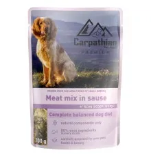 Вологий корм для собак Carpathian Pet Food м'ясне асорті в соусі 100 г (4820111141142)
