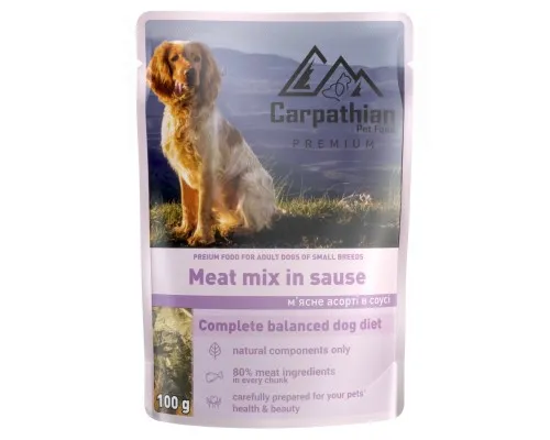 Влажный корм для собак Carpathian Pet Food мясное ассорти в соусе 100 г (4820111141142)