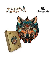Пазл Ukropchik деревянный племенный волк size - M в коробке с набором-рамкой (Tribal Wolf A4)