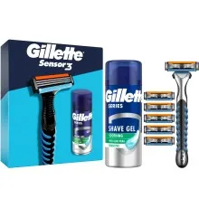 Набір косметики Gillette Бритва Sensor3 + 5 змінних лез + Гель для гоління Series 75 мл (8700216085243)