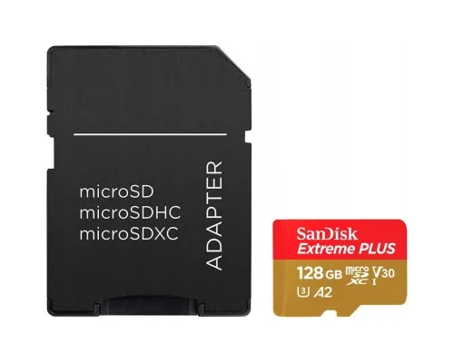 Карта пам'яті SanDisk 128GB microSD class 10 V30 Extreme PLUS (SDSQXBD-128G-GN6MA)