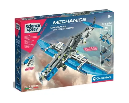 Конструктор Clementoni 10 в 1 Aeroplanes & Helicopters, серия Science & Play, 200 деталей (75028)