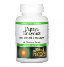 Вітамінно-мінеральний комплекс Natural Factors Ензими Папайї, Papaya Enzymes, 60 Таблеток (NFS01748)