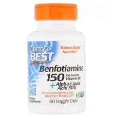 Антиоксидант Doctor's Best Бенфотіамін 150 + альфа-ліпоєва кислота 300, Benfotiamine 150 + Alph (DRB-00251)